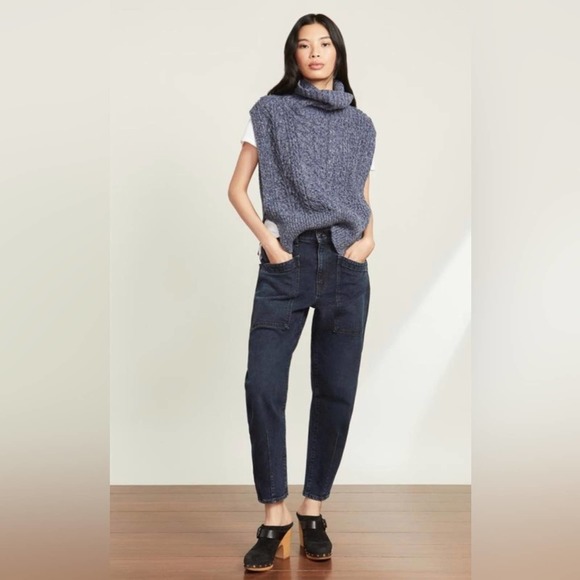 Veronica Beard Collina Turtleneck Sweater Vest Marled Blue - Picture 1 of 8